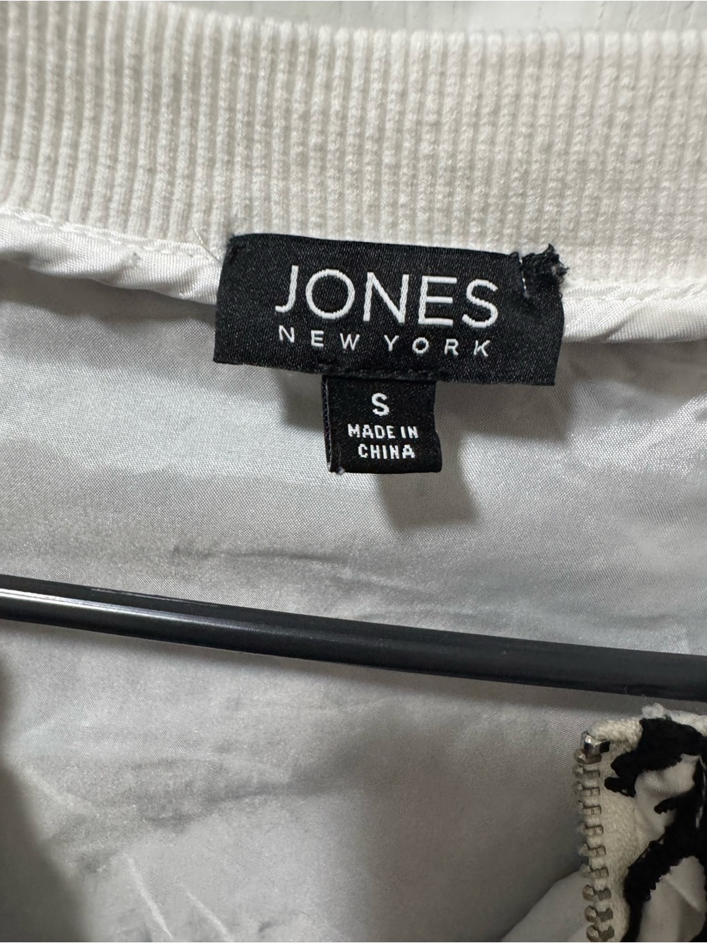 Jones New York White and Black Lace-Front Bomber Jacket - Picture 4 of 5